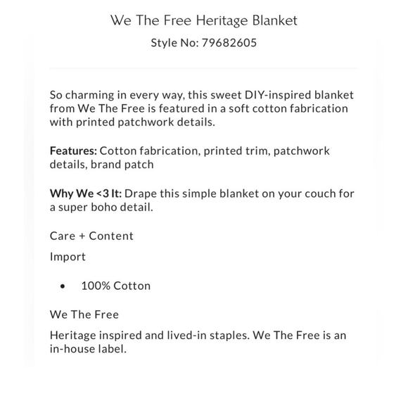 NWT - Free People - We The Free Heritage Blanket - Picture 3 of 3